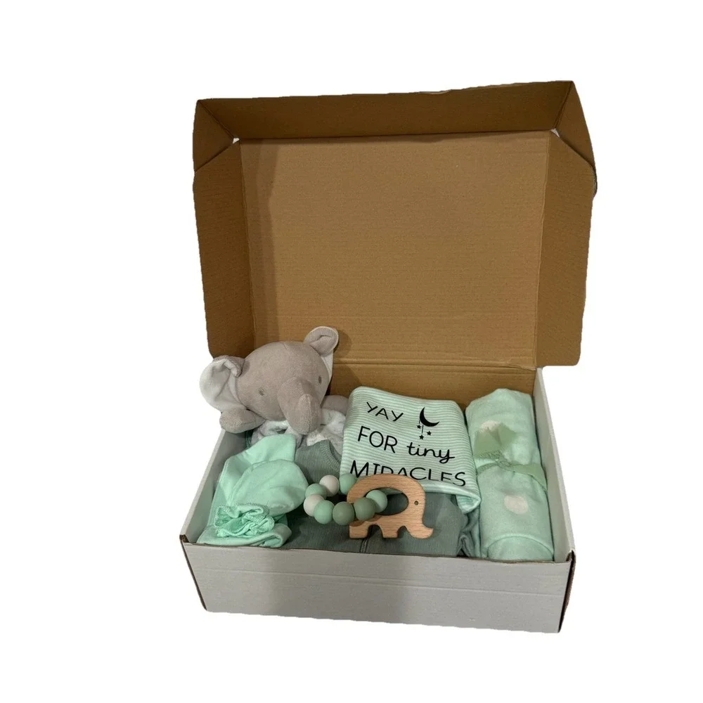 Unisex Baby Gift Box Elephant Baby Shower Present. Perfect Gender Reveal Giftset